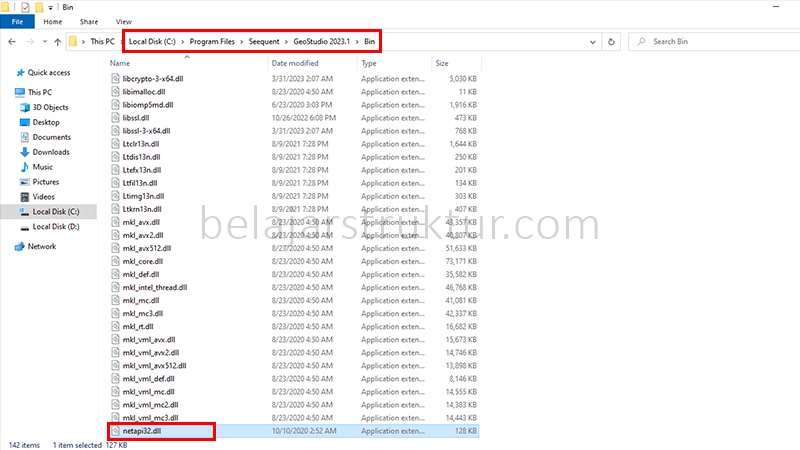 Proses paste file netapi32.dll ke dalam folder instalasi GeoStudio di Program Files.
